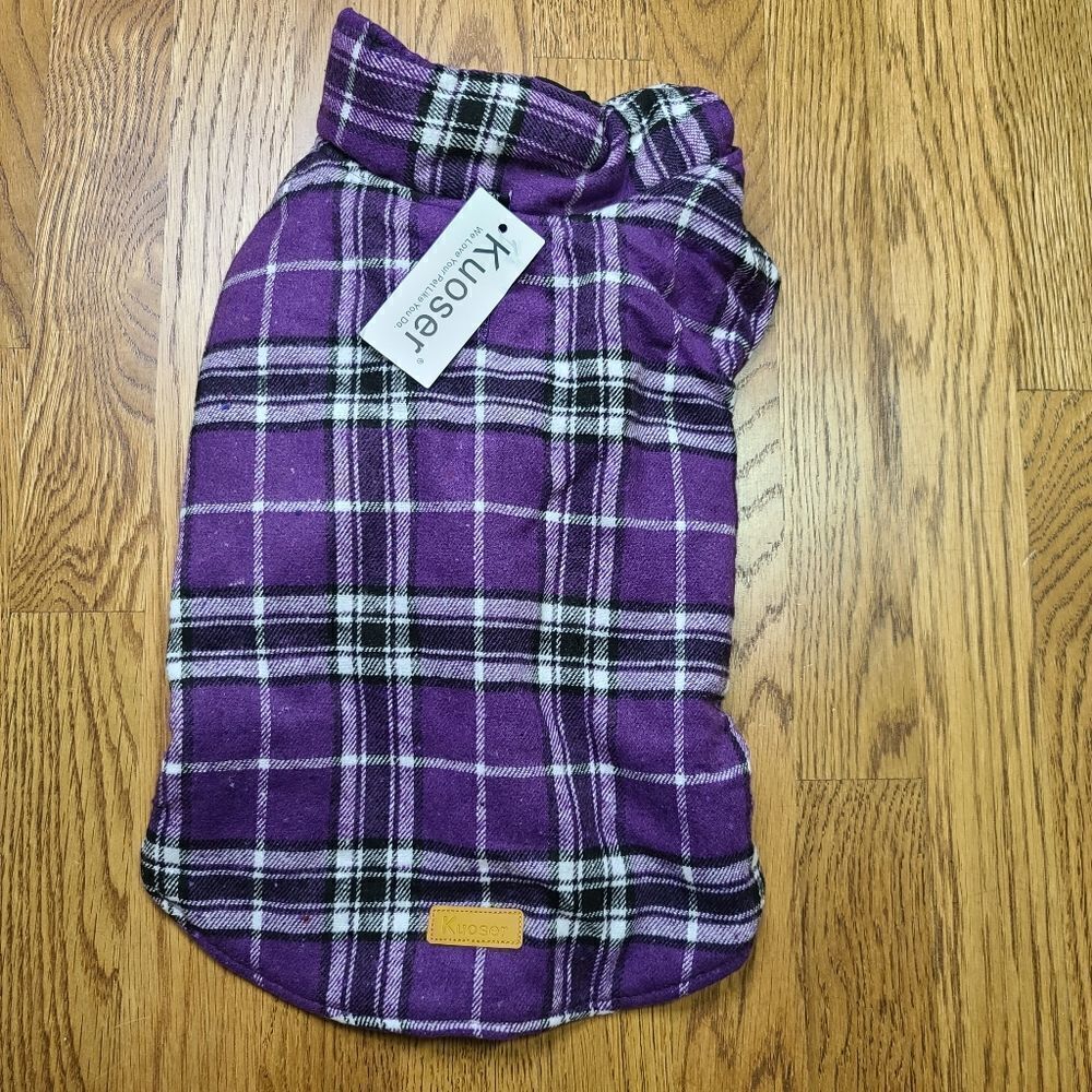 Kuoser Reversible Dog Vest Medium Purple Plaid